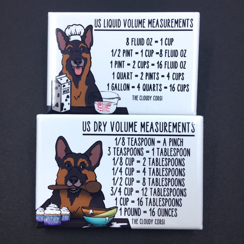 German Shepherd Dog Kitchen Measuring Magnet Set Kitchen Cooking Baking Guide